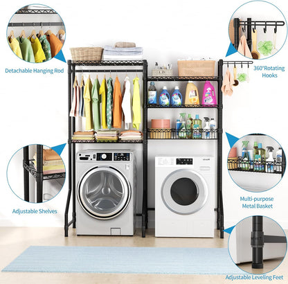 Over Washer and Dryer Shelves,Heavy Duty Laundry Room Storage Organization Clothes Drying Rack,5
