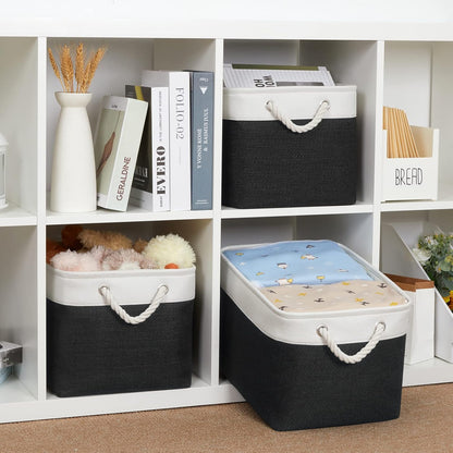 Bidtakay Black Storage Baskets for Shelves [3-pack] Collapsible Organizer Baskets for Laundry