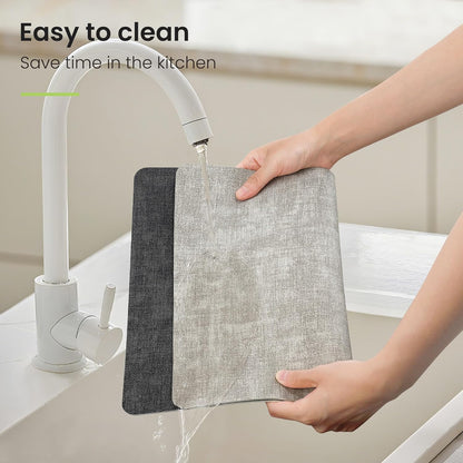 Faux Leather Dual Sided Placemats Set of 4, Square Non-Slip Heat Resistant Placemats with Coaster