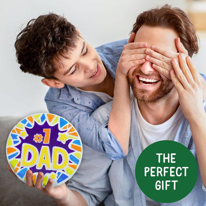 Creative Roots Paint Your Own #1 Dad Stepping Stone, Paintable Ceramic 7 in. Stone, Includes 6