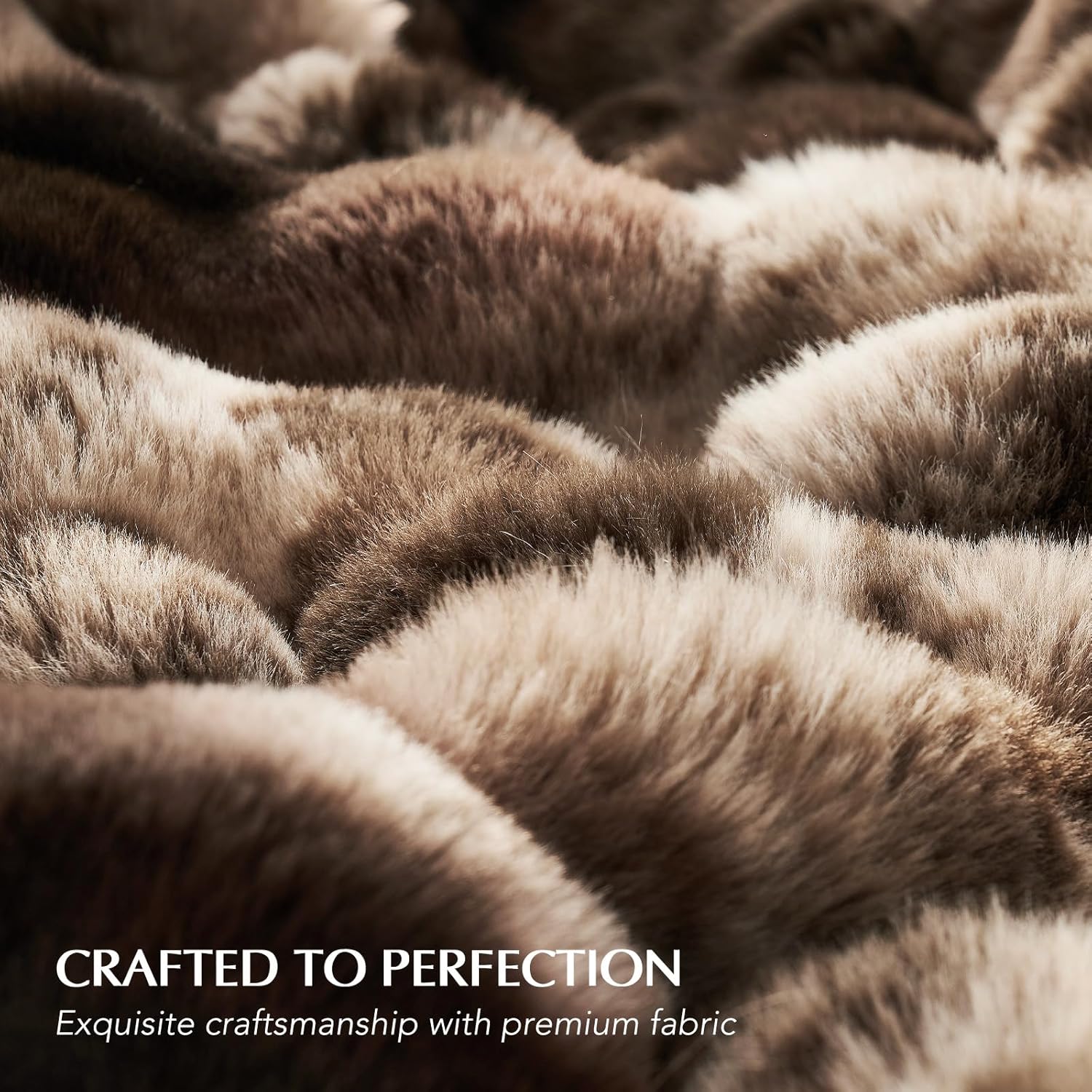 EVERGRACE Ultra Soft Luxury Fluffy Ridgeline Faux Rabbit Fur Throw Blanket, Thick Warm Bubble Throw