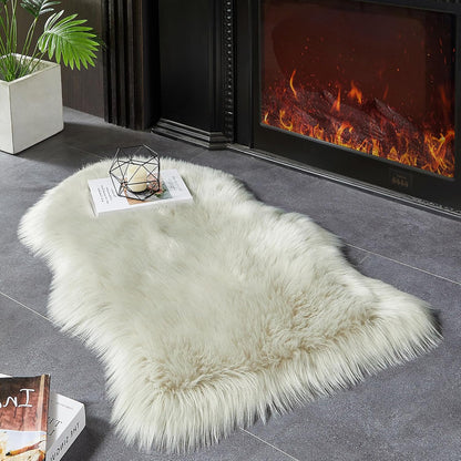 AMTOVO Faux Fur Rug, Light Grey Small Area Rug, Fluffy Sheepskin Rug, Fuzzy Ultra Soft 2 x 3 ft