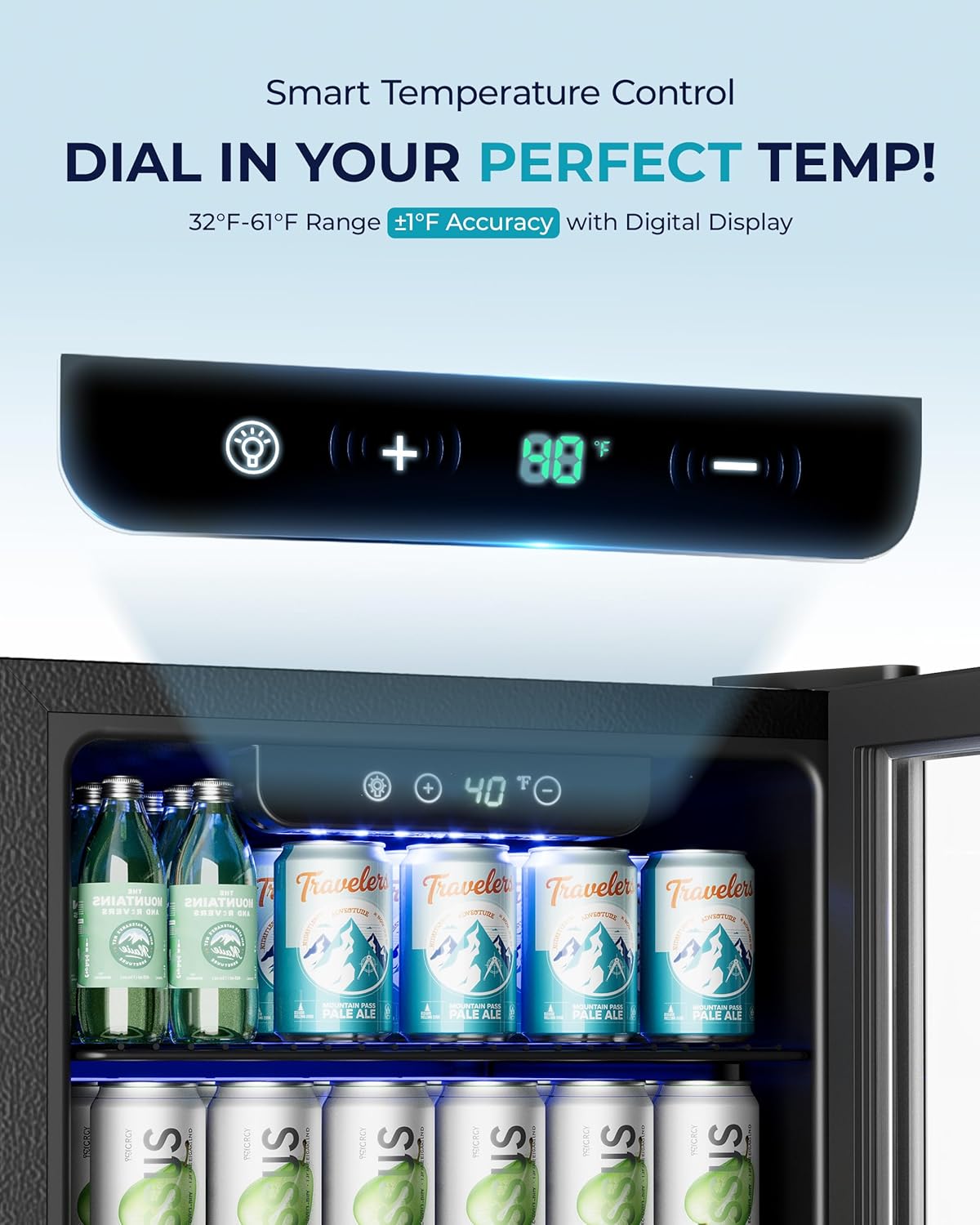 EUHOMY Beverage Refrigerator and Cooler, 128 Can Mini fridge with Glass Door, Small Refrigerator
