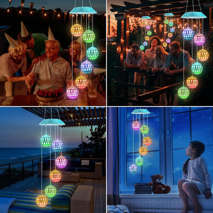 Toodour Solar Wind Chime, Color Changing Moroccan Ball Wind Chimes, LED Decorative Mobile, Gifts