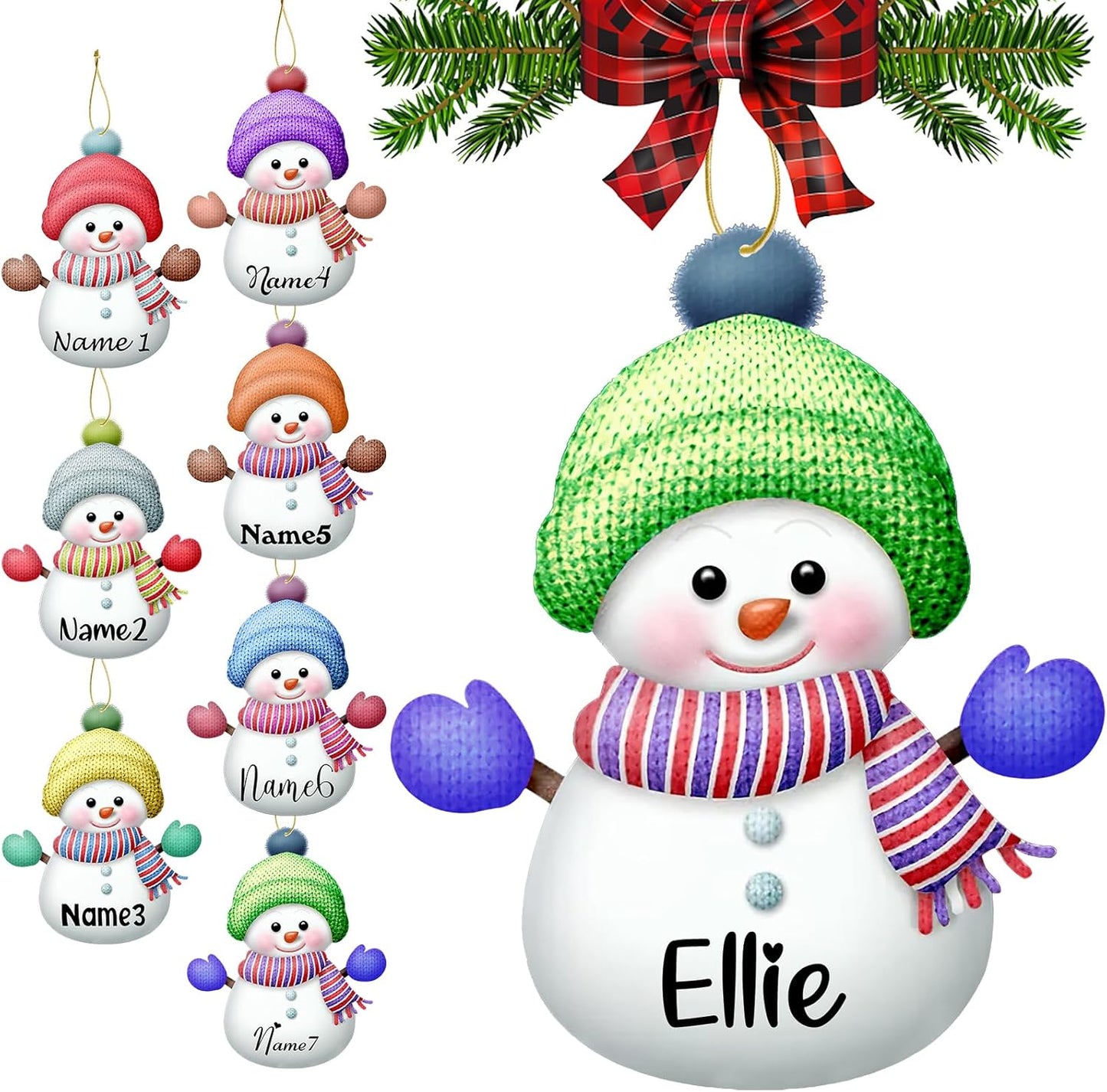 Personalized Christmas Ornaments with Names Snowman Custom Family Ornament Customized Xmas Tree