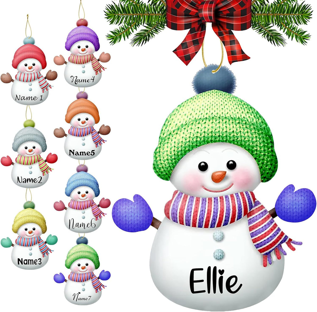 Personalized Christmas Ornaments with Names Snowman Custom Family Ornament Customized Xmas Tree