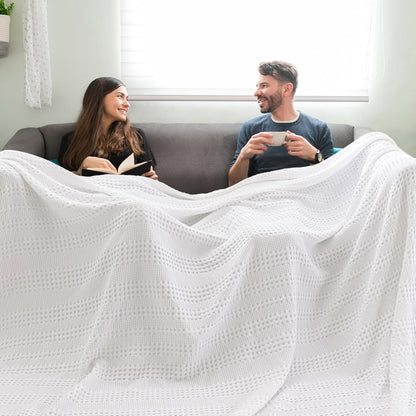 PHF Cooling Waffle Blanket California King Size, Lightweight 60% Rayon Derived from Bamboo & 40%