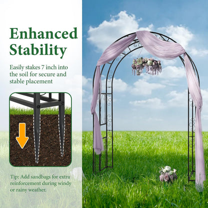 VINGLI Garden Arbor, Arch Archway for Wedding Ceremony Party, Steel Garden Trellis for Plant