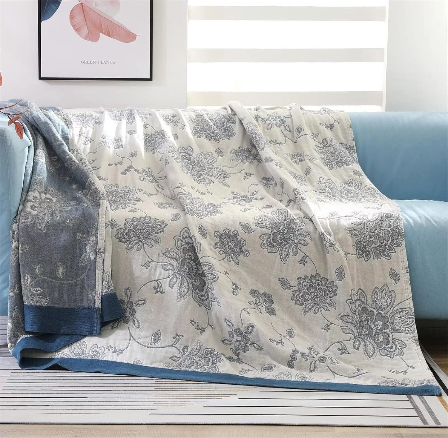 MSGKV Throw Blanket 100% Cotton Blankets Stitch Blanket,Versatile Knit Woven Super Soft Warm &