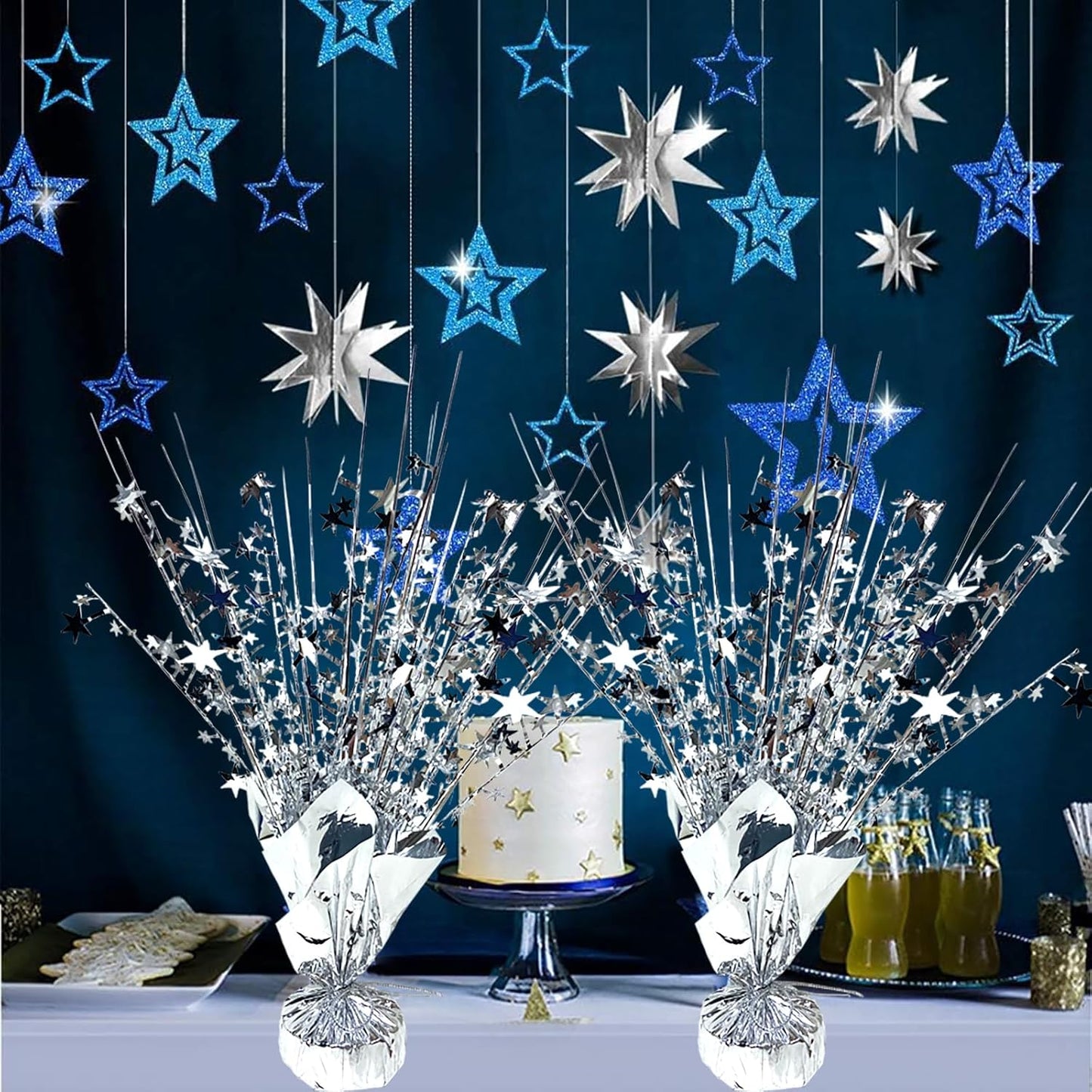 6 Pack Metallic Foil Spray Centerpiece Star Table Decoration Burst Table Centerpieces for Birthday