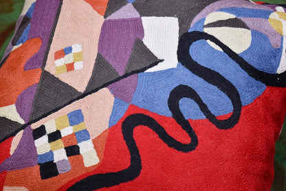 Kandinsky Modern Couch Pillow Cover - Red Flow | Abstract Pillows | Mid Century Chair Cushions |