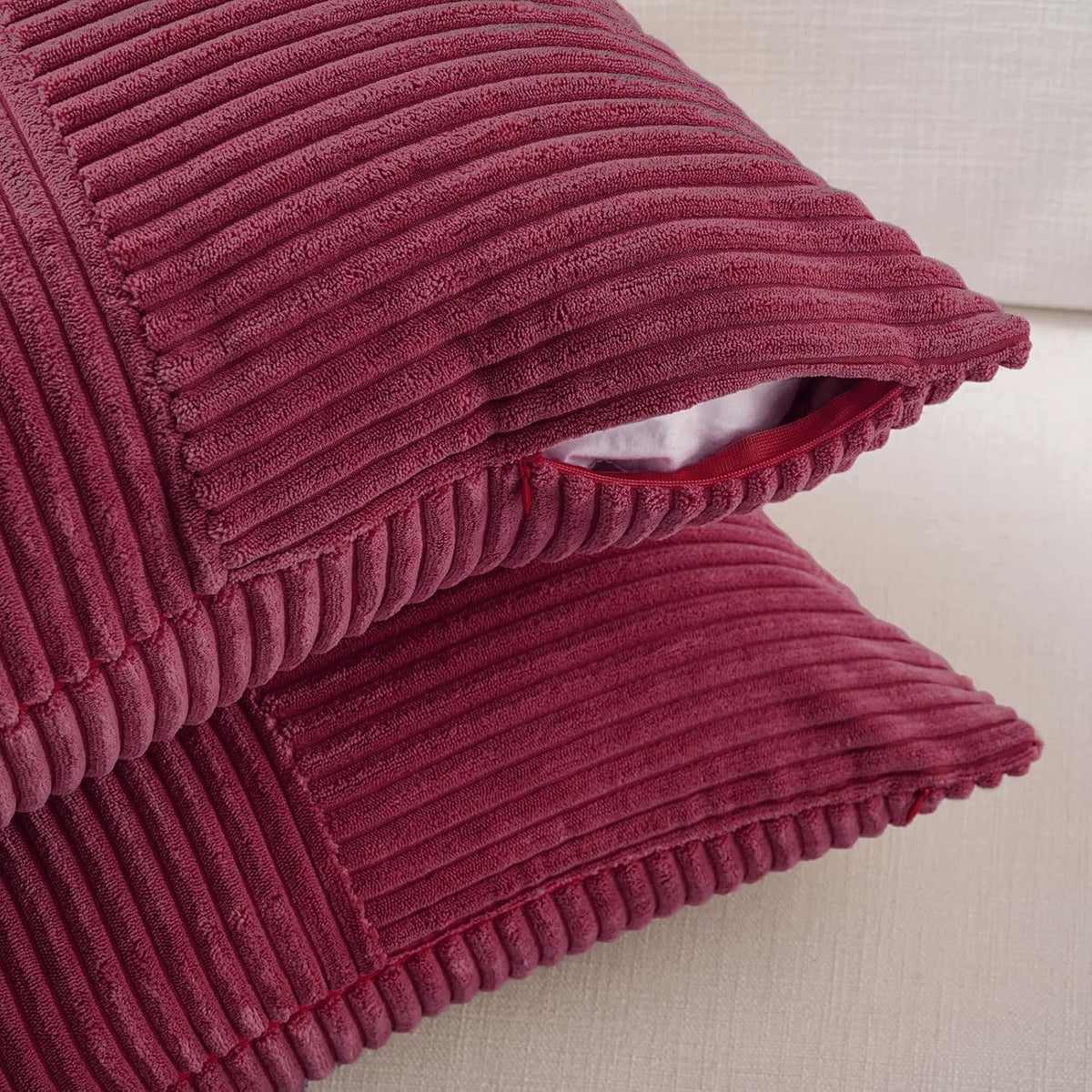 Fancy Homi 2 Packs Burgundy Red Decorative Throw Pillow Covers 16x16 Inch for Living Room Couch