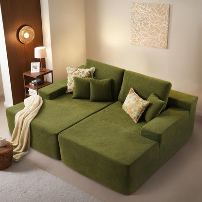 ovios 81" Oversized Sectional Double Lounge Chaise with Cloud Plush Sofa Bed, No Assembly Required