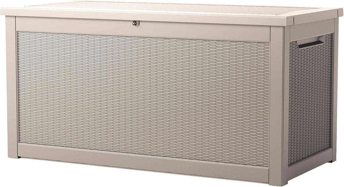 260 Gallon Storage Box, Waterproof Resin Deck Box with Steel Support & Hydraulic Rod, Lockable