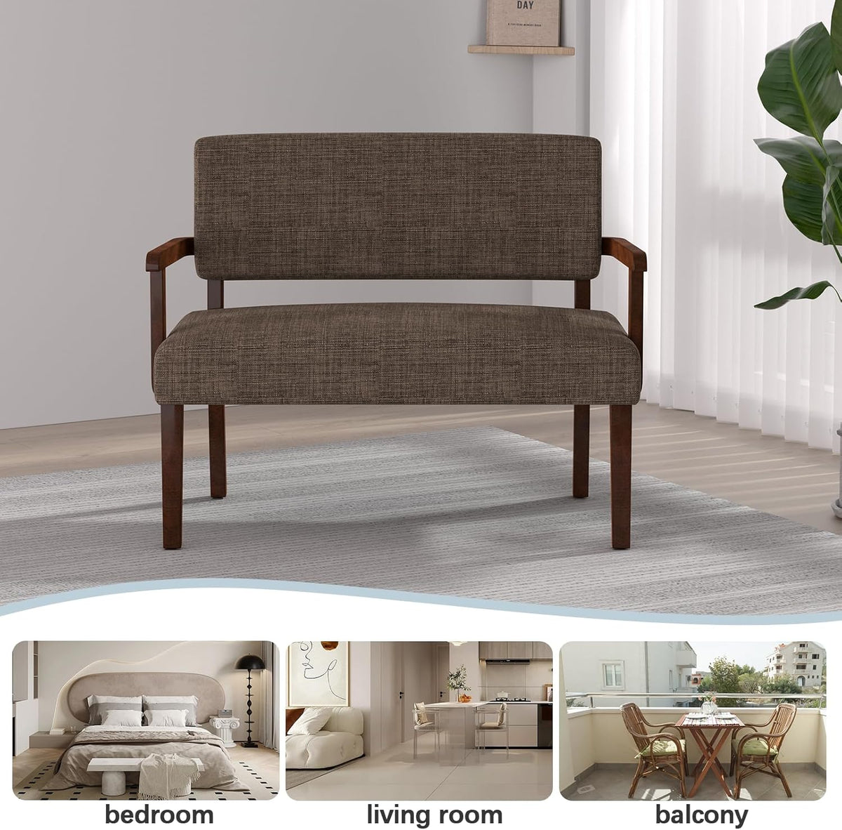 Accent Chair 2 Seat, Arm Chairs with Soft Seat and Armrests for Living Room, Love seat for Dining