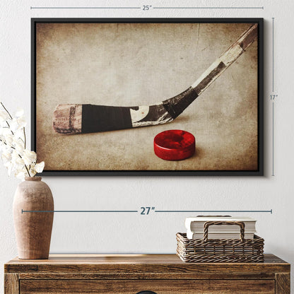 Elephant Stock Vintage Ice Hockey Wall Art - Horizontal Framed Canvas - 1-Piece Hallway Wall Decor