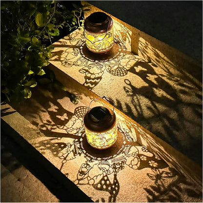 2 Pack Gnomes Solar Lanterns Outdoor Waterproof,Hanging Solar Lights Gnome Gifts for Women Metal