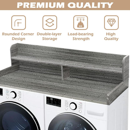 Royxen Laundry Countertop with 2-tier Shelf Universal Fit, Washer and Dryer Countertop with Storage