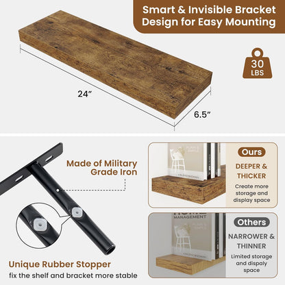 fuqing Floating Shelves for Wall, Bathroom Shelf Wall Mounted for Storage, Shelves with Invisible