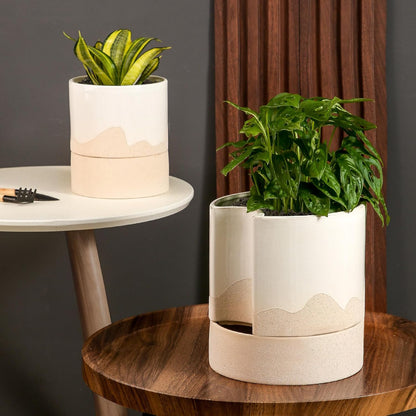Nihow Self Watering Plant Pot: 8 Inch Ceramic Planter with Drainage Hole & Water Storage Plus for