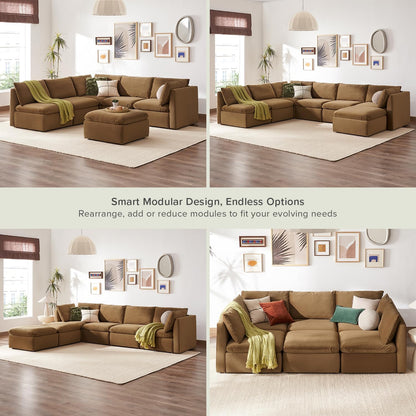 mopio Oversized Modular Sectional Sofa with Fully Removable Covers and Storage, Convertible U & L