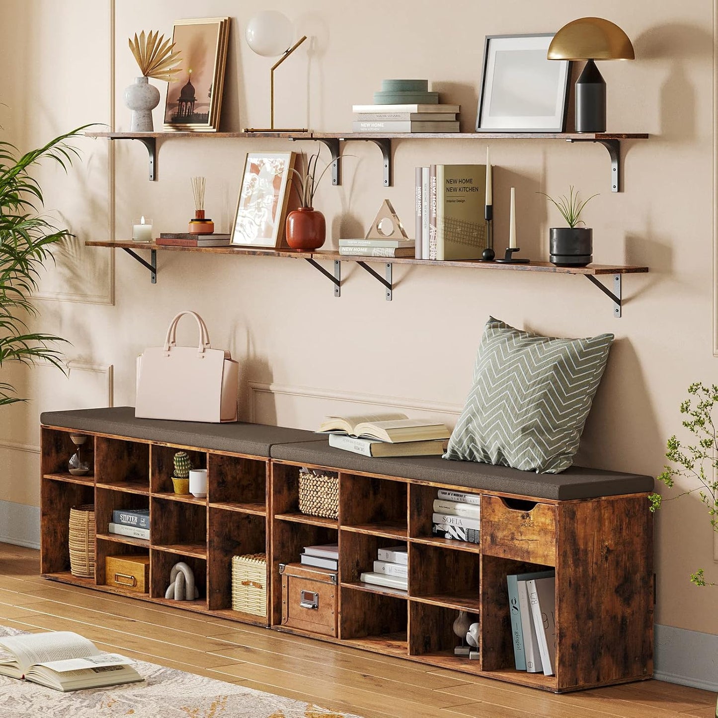 DINZI LVJ Long Wall Shelves, 55.1Inch Wall Mounted Shelves Set of 2, Extra Large Floating Storage