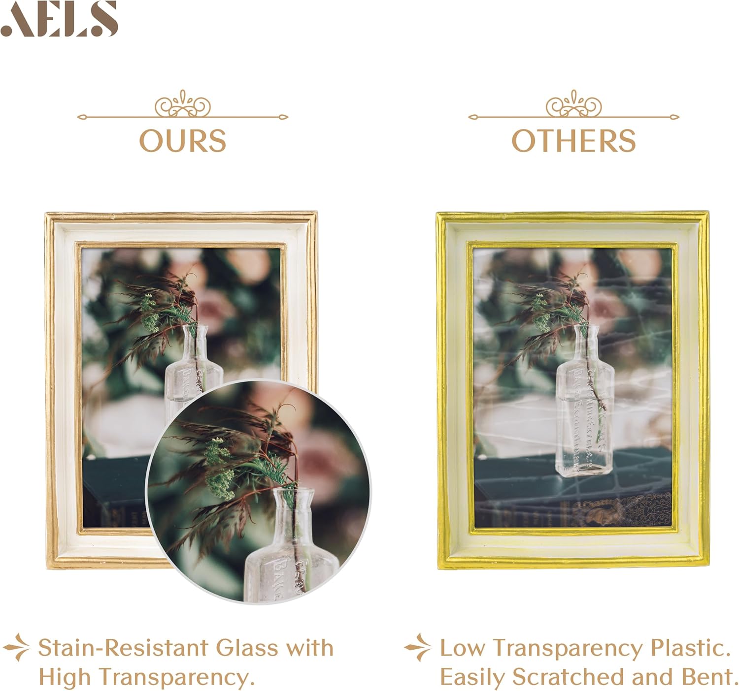 AELS 5x7 Inch Vintage Picture Frame, Elegant Antique Photo Frames with Glass Front, Photo Display
