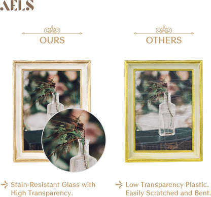 AELS 5x7 Inch Vintage Picture Frame, Elegant Antique Photo Frames with Glass Front, Photo Display