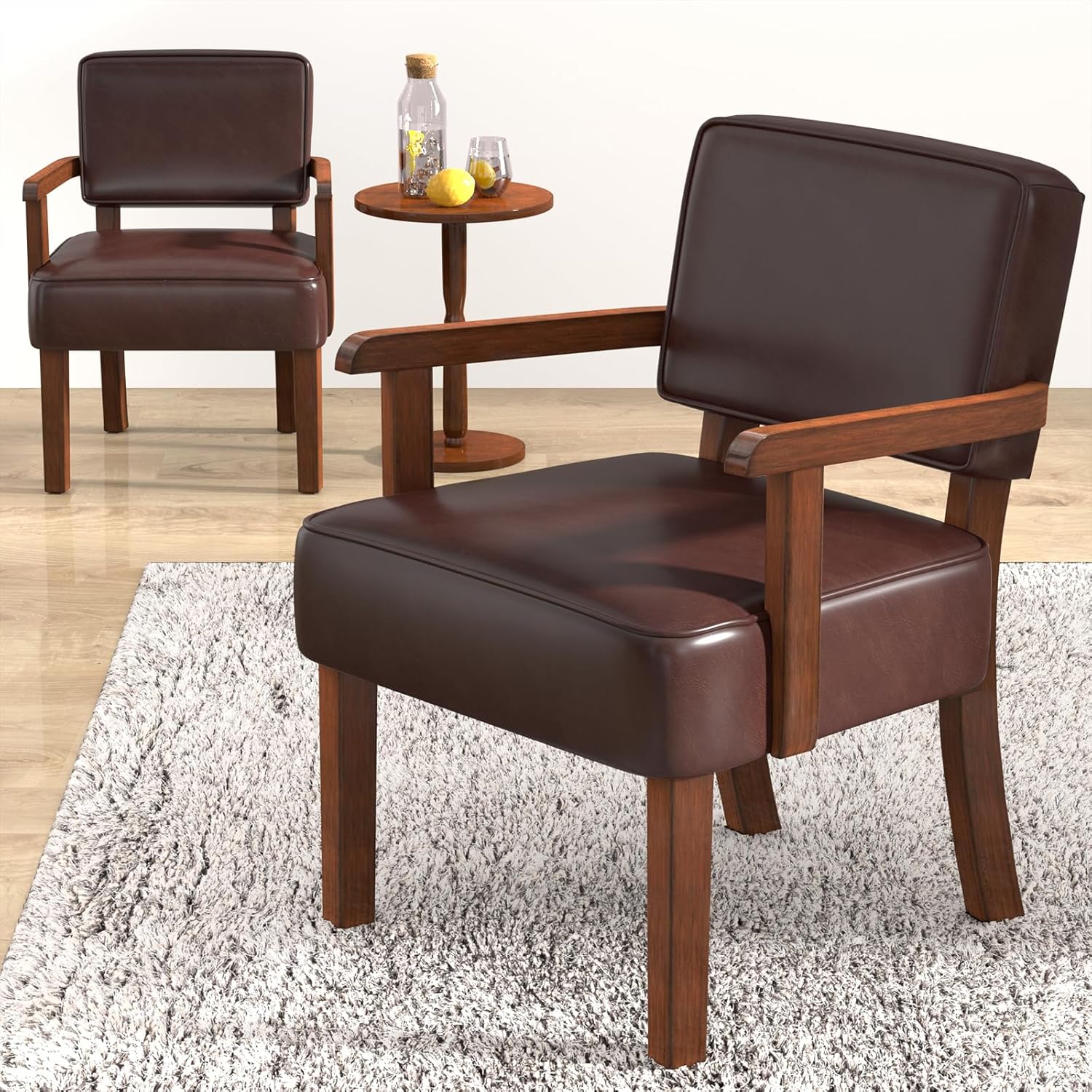Accent Chair, PU Leather Living Room Chairs Oversize with Soft Seat and Armrests for Living Room