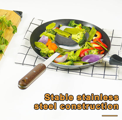 FJNATINH Stainless Steel Wok Spatula and Ladle Tool, Mirror Polished Cooking Utensils Set Metal Wok