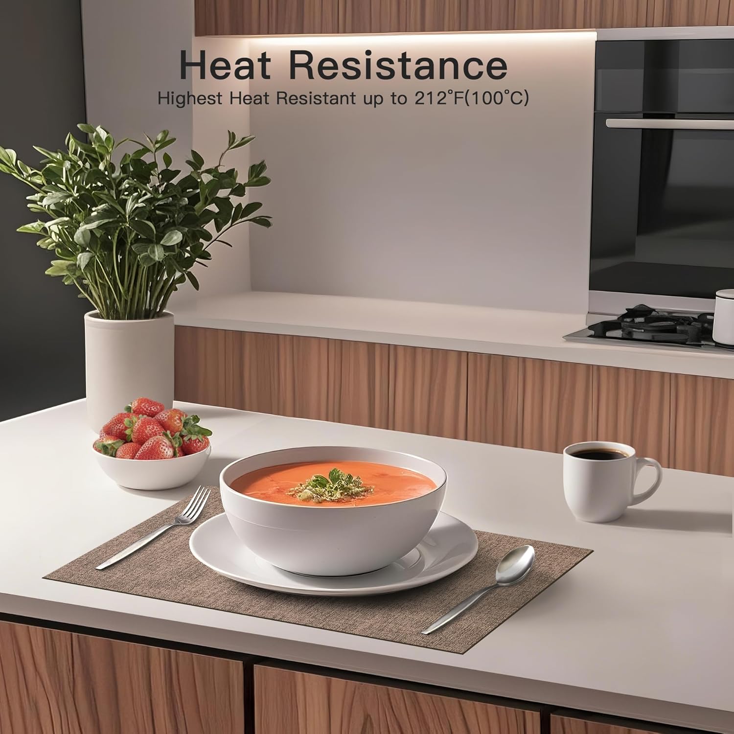 DOLOPL Fall Placemats Set of 4, Reversible Wipeable & Heat Resistant Place Mats, Modern Faux