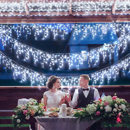 JMEXSUSS 400 LED White Icicle Lights for Outside, 38.8ft Connectable Icicle Christmas Lights
