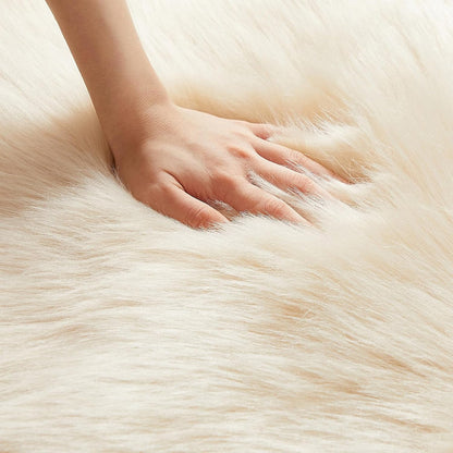 AMTOVO Faux Fur Rug, Beige Area Rug, Fluffy Sheepskin Rug, Fuzzy Ultra Soft 2 x 4 ft Shag Rugs for