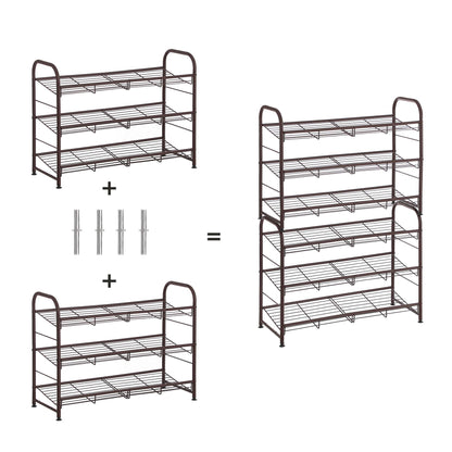 SONGMICS 3-Tier Stackable Metal Shoe Rack, Holds Up to 12 Pairs of Shoes