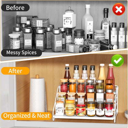 RCHYFEED Spice Rack Organizer for Cabinet, 4 Tier Spice Organization for Cabinet Depth