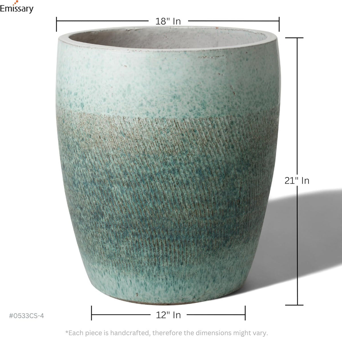 Emissary Bullet 18 in. Coastal Splash Ceramic Round Planter (18 in. L x 18 in. W x 21 in. H) with