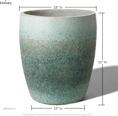 Emissary Bullet 18 in. Coastal Splash Ceramic Round Planter (18 in. L x 18 in. W x 21 in. H) with