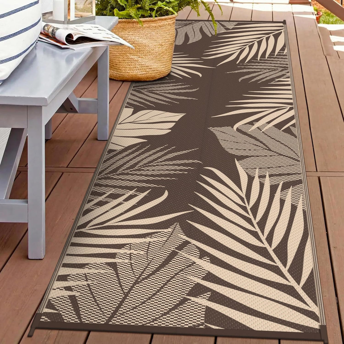 GENIMO Outdoor Rug 2.5' x 8' Waterproof for Patios Clearance, Reversible Outdoor Plastic Straw