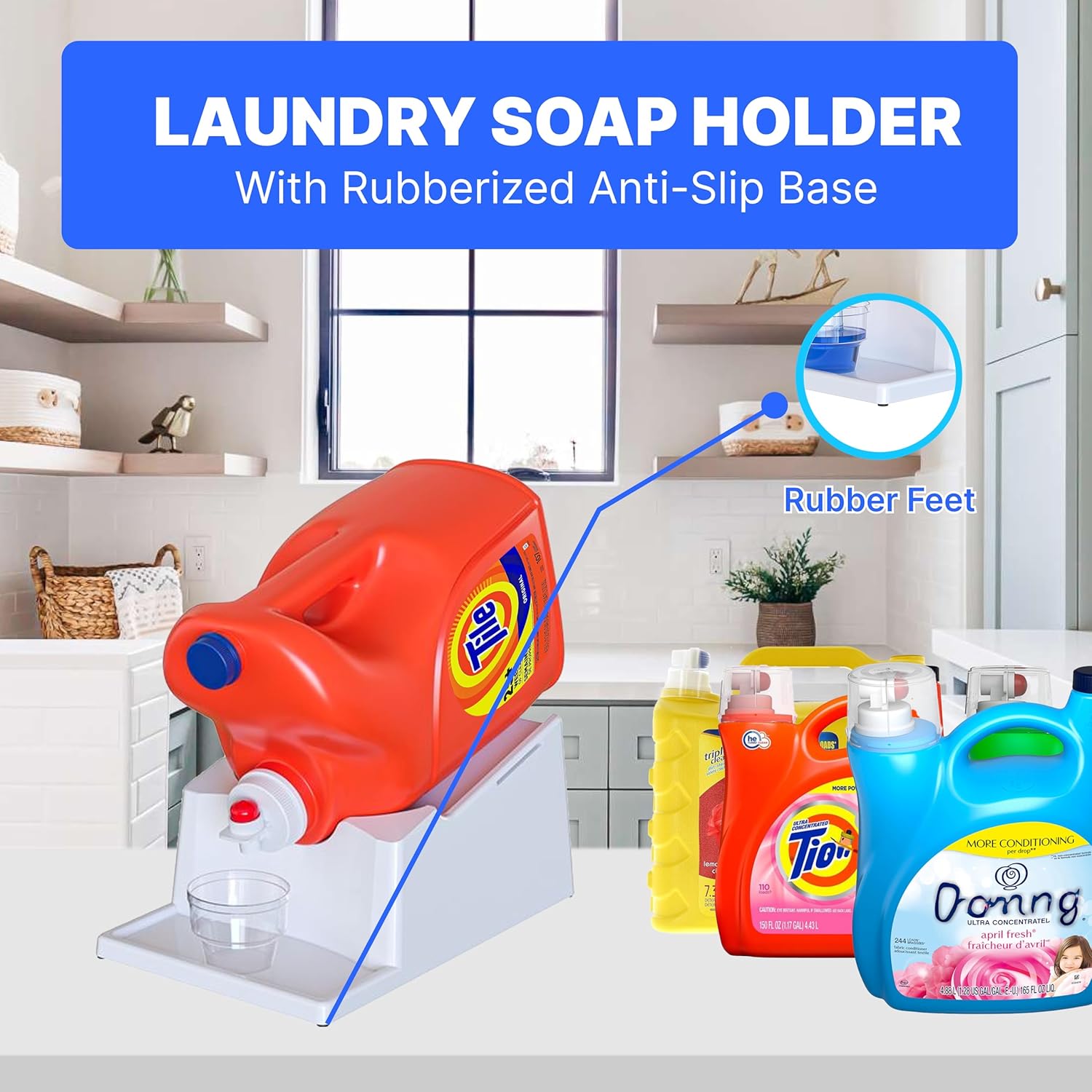 TidyFriend No-Spill Liquid Laundry Detergent Dispenser Holder, Laundry Soap Dispenser Holder with
