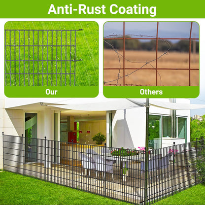 10 Panels No Dig Decorative Outdoor Garden Fence for Yard, 32 in(H) X 23.6 ft(L) Animal Barrier