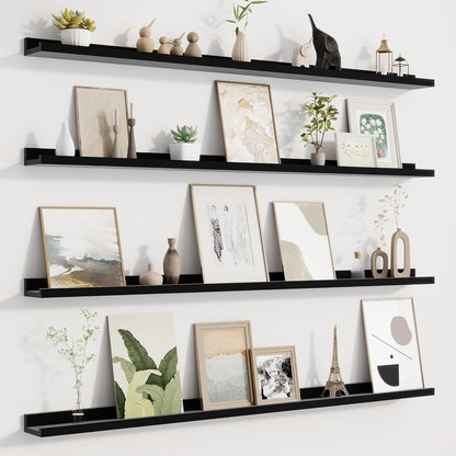 Picture Ledge Shelf for Wall, Floating Shelves Set of 4, 48 Inch Long Nursery Book Shelves for Toys