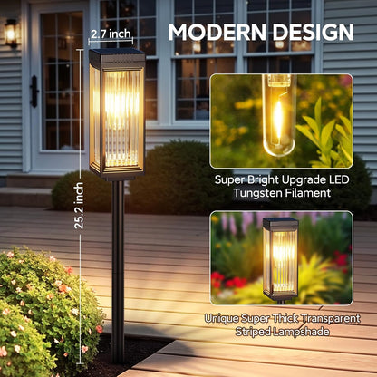 Solar Pathway Lights Outdoor, 6 Pack Upgraded Solar Lights Outdoor Waterproof, Bright Up to 15 Hrs