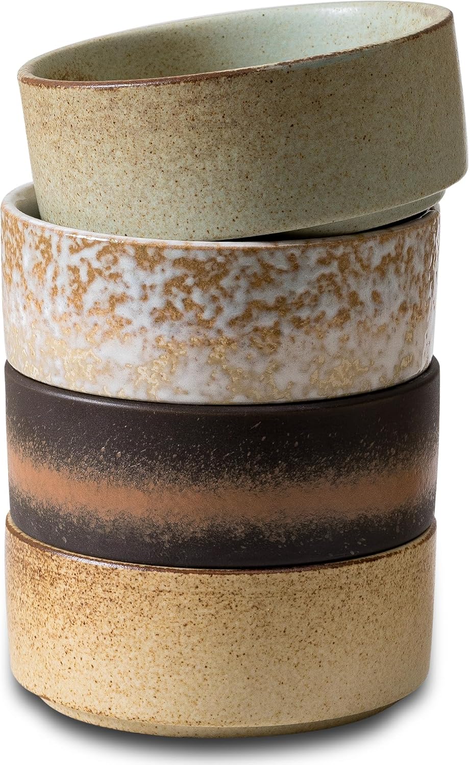 Ceramic Bowl Sets of 4, 4.5 Inches Mix Color, Small Bowls Set Farmhouse Vintage Color Bowls for