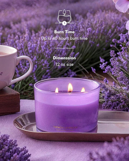 96NORTH Luxury Lavender Soy Candle | Large 3 Wick Jar Candle | Up to 50 Hours Burning Time | 100%