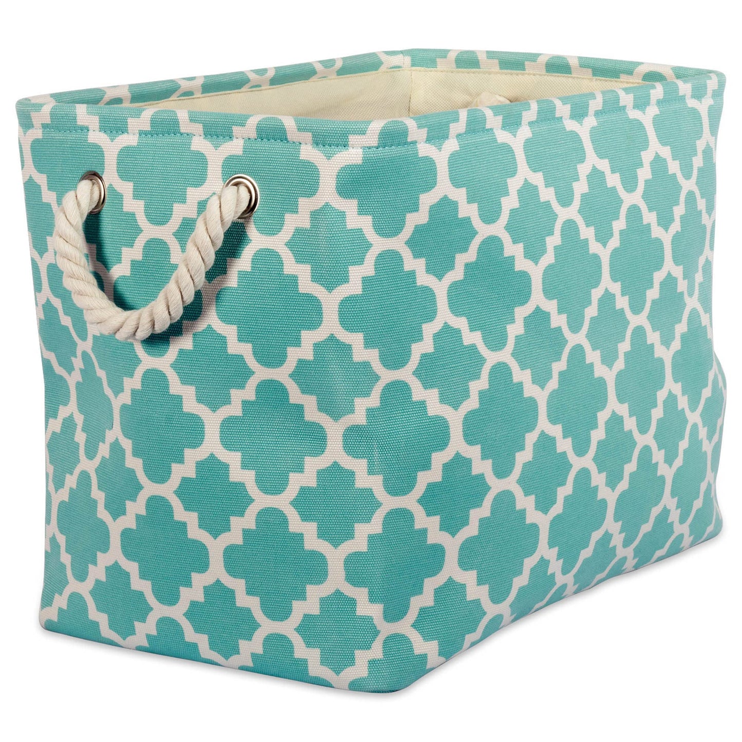 DII Polyester Container with Handles, Lattice Storage Bin, Small, Aqua