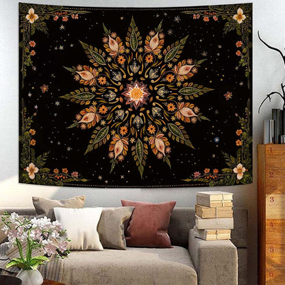 Fowocu Boho Floral Mandala Tapestry for Bedroom Aesthetic Vintage Bohemian Flower Wall Tapestry