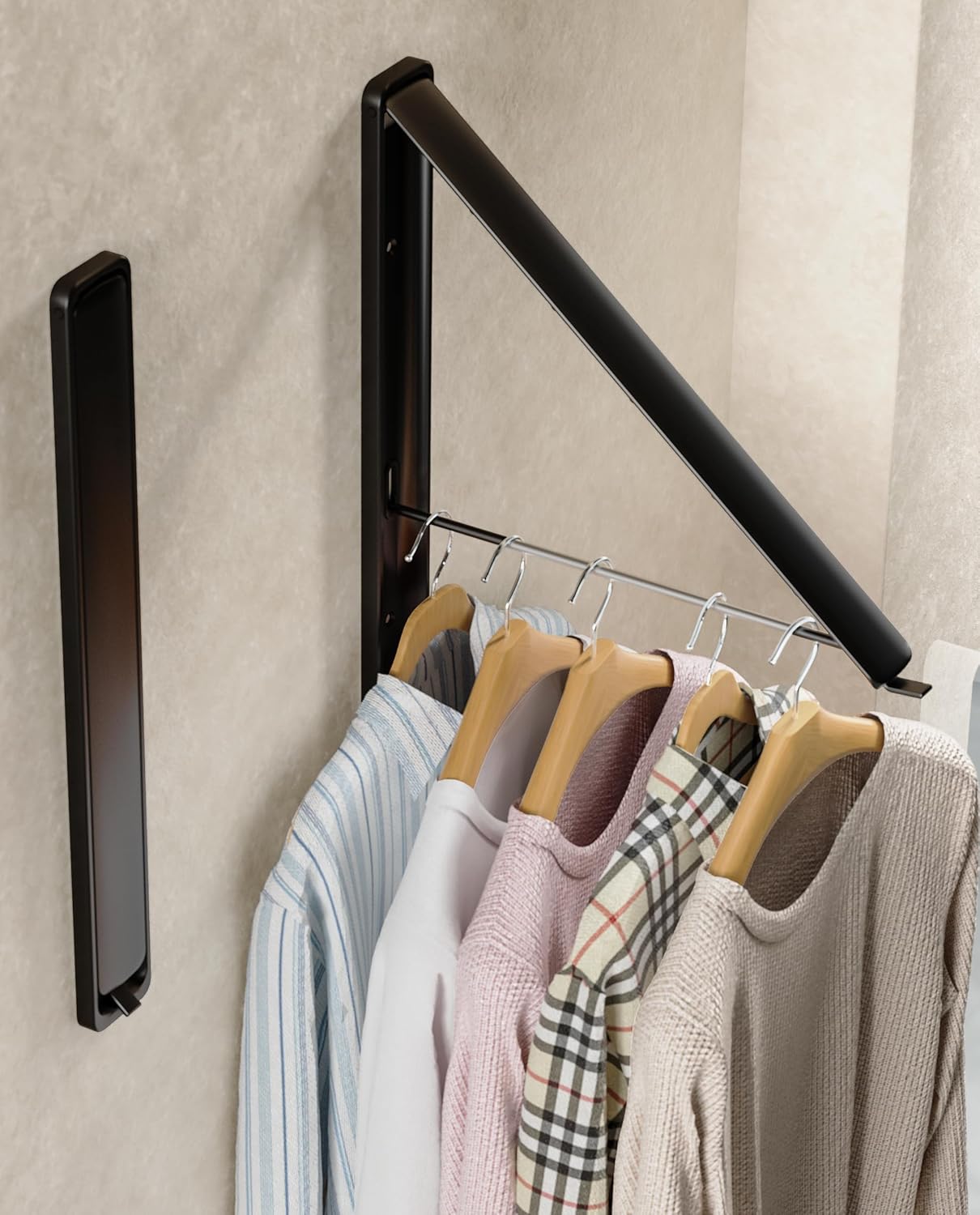 Dr.DJ Clothes Drying Rack Wall Mounted, Retractable & Foldable Clothes Hanger for Laundry Room