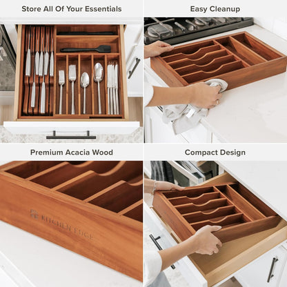 Premium Silverware, Flatware and Utensil Organizer for Kitchen Drawers, Food-Safe Contract Grade