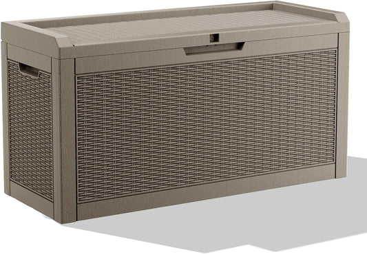 DRATO 60 Gallon Deck Box, Waterproof Resin Large Outdoor Storgae Box for Patio Furniture, Patio