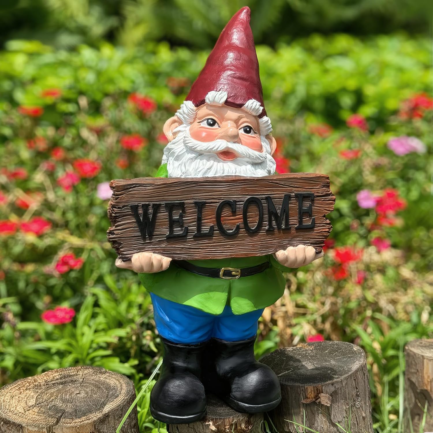 Gnome Garden Decor Statue Gnomes Decorations for Yard with Welcome Sign Outdoor Decorations for